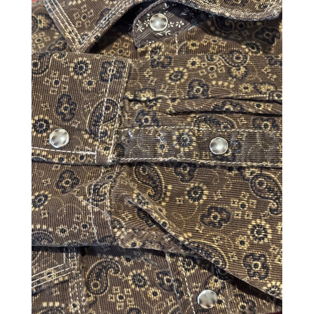 Age of Wisdom Shirt Mens XL Brown Paisley Corduroy Pearl Snap Western Button Up - Picture 4 of 8